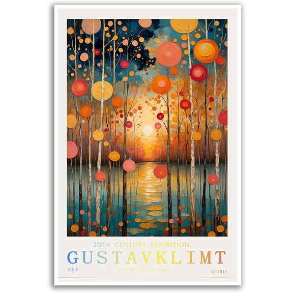 AVOI William Morris Decor Gustav Klimt Famous Pic 2 Oil Paintings Cottage Garden Canvas Print Poster Colorful Flowers Plants Pictures Nature Scenery Office Kitchen Home Wall Decor Unframe: 8x10in