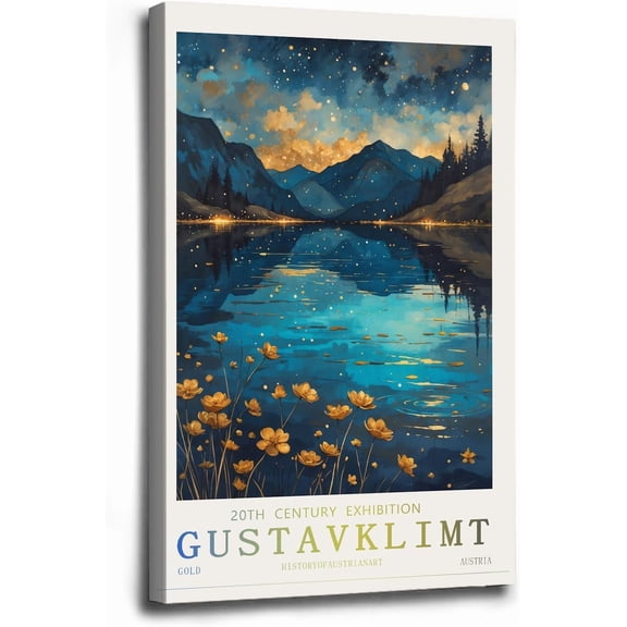 AVOI William Morris Decor Gustav Klimt Famous Pic 4 Oil Paintings Cottage Garden Canvas Print Poster Colorful Flowers Plants Pictures Nature Scenery Office Kitchen Home Wall Decor Unframe: 8x10in