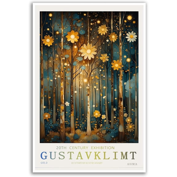 AVOI William Morris Decor Gustav Klimt Famous Pic 5 Oil Paintings Cottage Garden Canvas Print Poster Colorful Flowers Plants Pictures Nature Scenery Office Kitchen Home Wall Decor Unframe: 8x10in