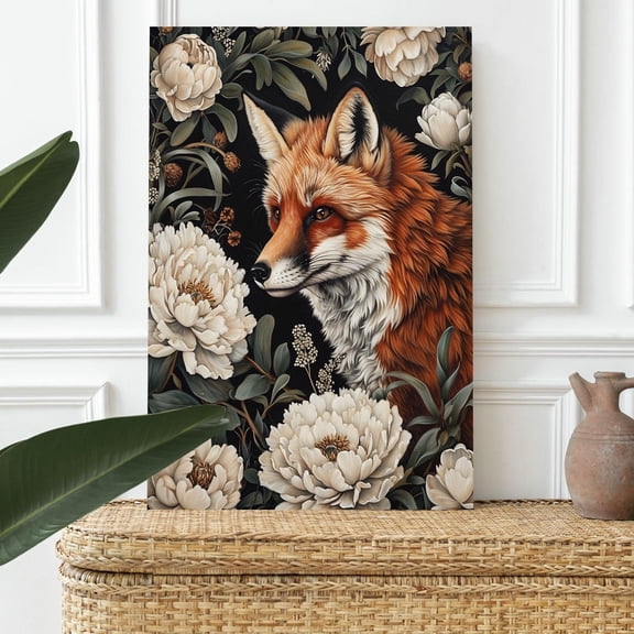 AVOI William Morris Pictures Wall Decor,Aesthetic Fox Wall Decor,Fox Print Painting Nordic Rustic William Morris Pictures,Antique Vintage Botanical Wall Decor for Living Room Unframe: 12x16in