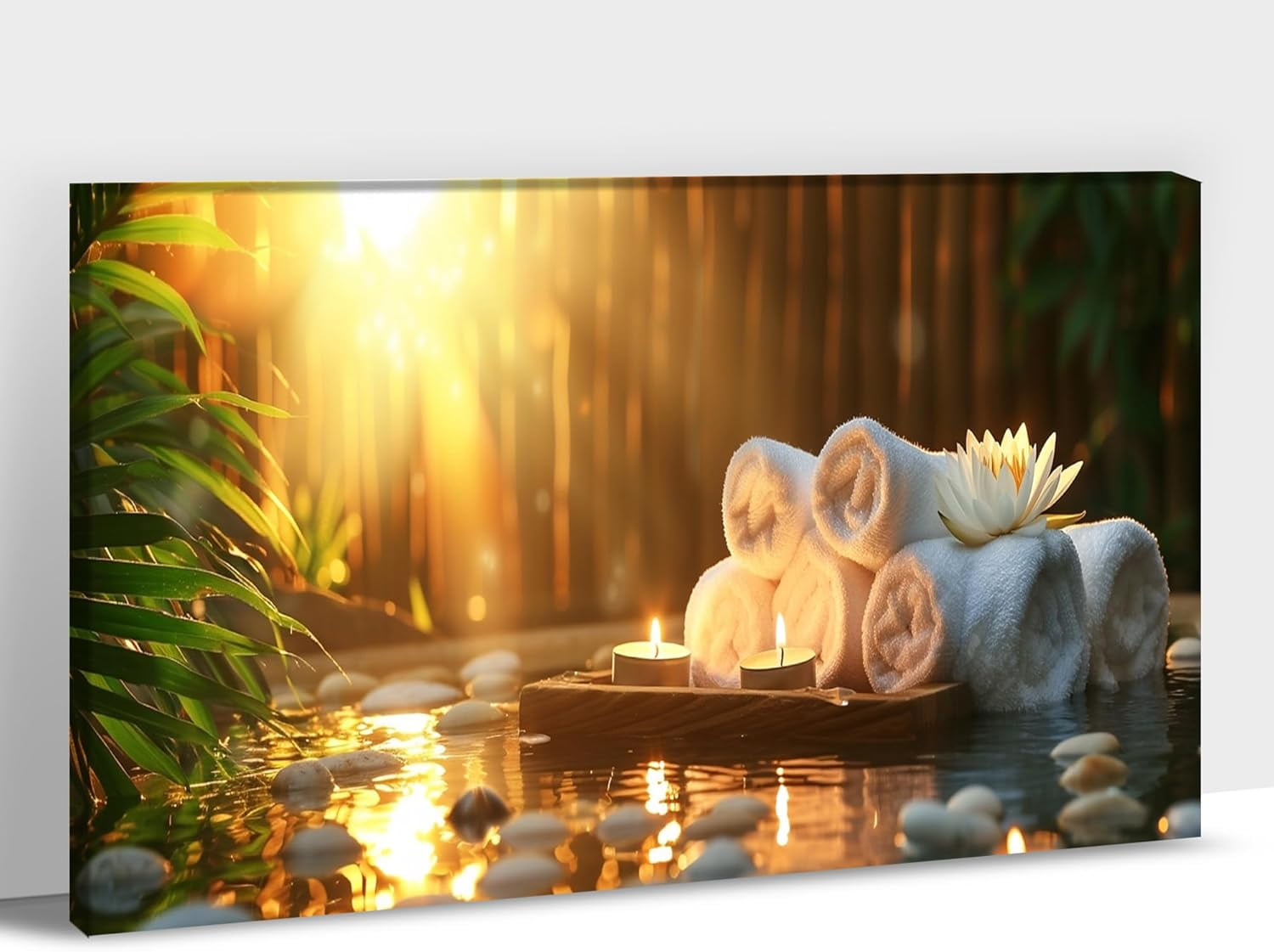 AVOI Zen Canvas Wall Art, Zen Candle Flower Spa Bathroom Pictures