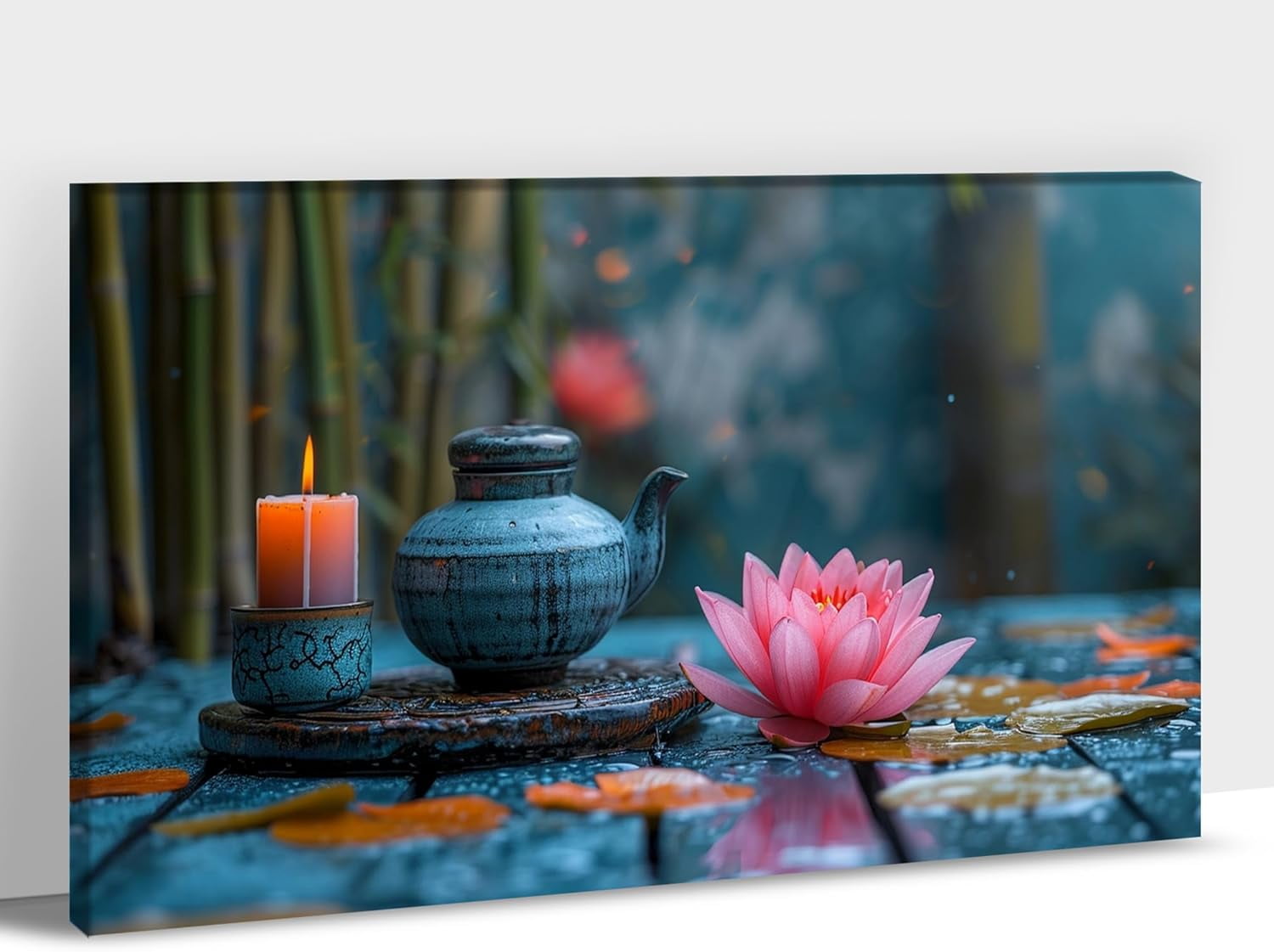 AVOI Zen Canvas Wall Art, Zen Candle Flower Spa Bathroom Pictures
