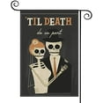 thumbnail image 1 of AVOIN Halloween Garden Flag Until Death Do Us Part Vertical Double Sized, Day of The Dead Yard Outdoor Decoration 12.5 x 18 Inch, 1 of 7