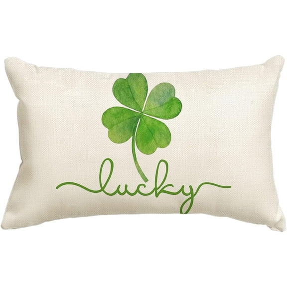 AVOIN Watercolor Shamrock Lucky Clover Throw Pillow Cover, 12 x 20 Inch St Patricks Day Cushion Case Decoration for Sofa Couch