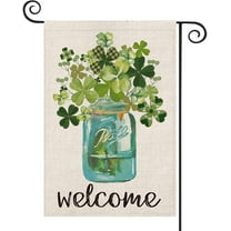 AVOIN Welcome Watercolor Lucky Clover St Patrick's Day Garden Flag Vertical Double Sided, Shamrock Jar Yard Outdoor Decoration 12.5 x 18 Inch