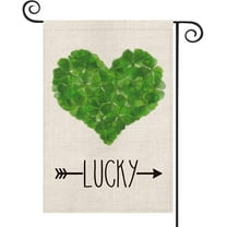 AVOIN colorlife Lucky St Patrick's Day Garden Flag Vertical Double Sided, Watercolor Clover Shamrock Love Heart Arrow Yard Outdoor Decoration 12.5 x 18 Inch