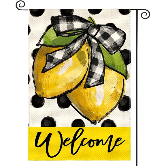 Summer Lemon Welcome Garden Flag Double Sided Outdoor Yard Decoration 12 x 18 Inch