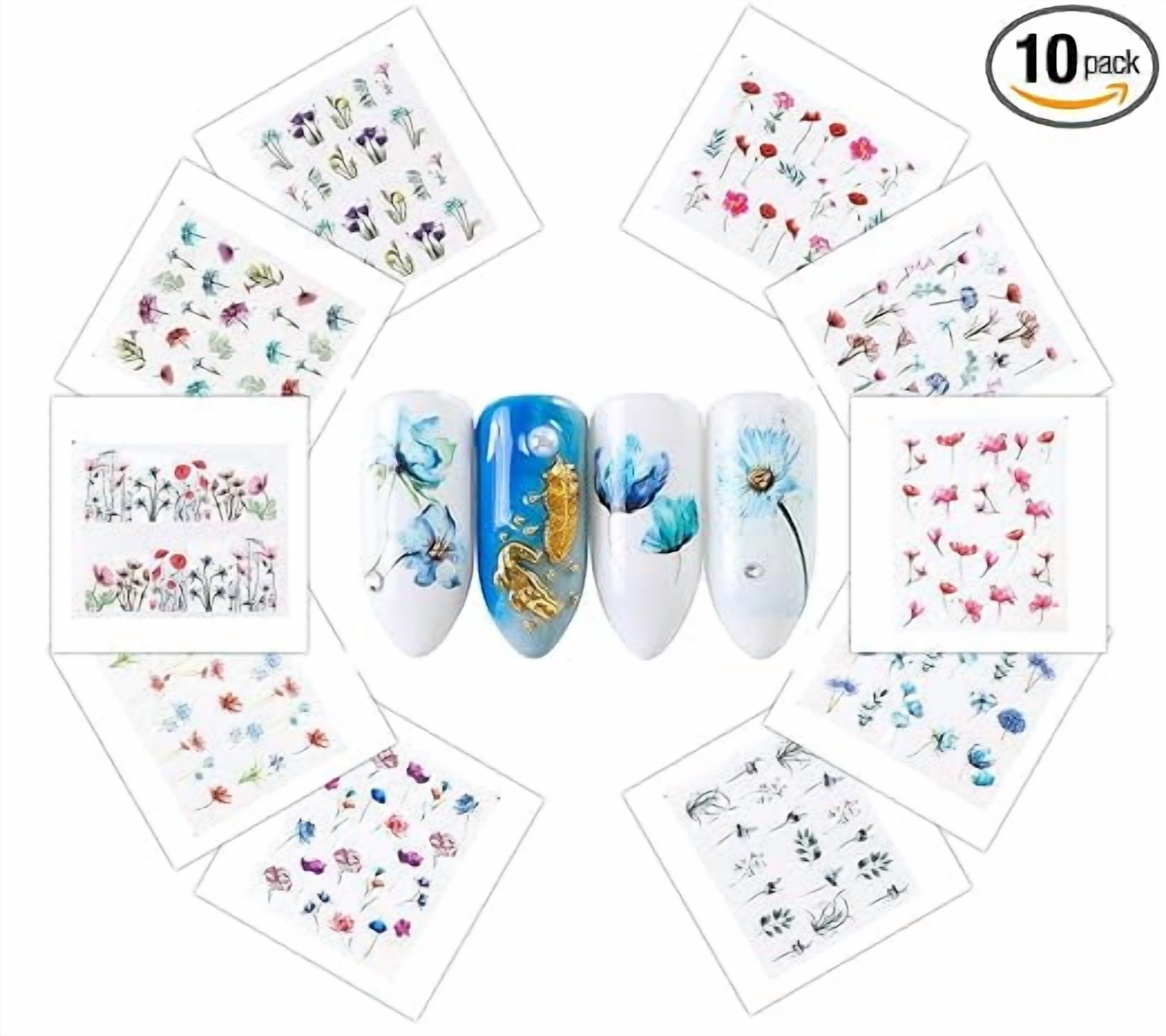 AVOKA DIY Nail Art Water Transfer Decals Flower Series Nail Tattoo Stickers (20 SHEETS)