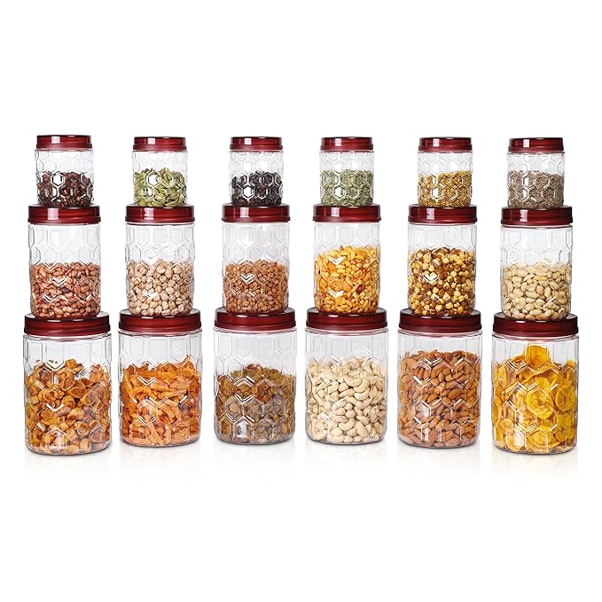 AVOKA Hexa Airtight Containers for Kitchen Storage Food Grade Plastic ...