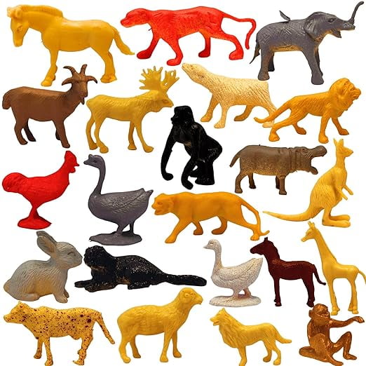AVOKA Mini Size Realistic Jungle Animal Figures for Kids 3+| 24 PCs Forest Miniatures Animals Figurine