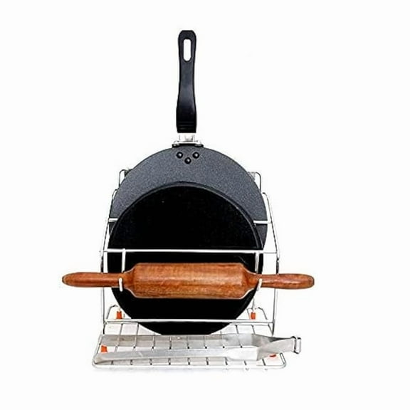 AVOKA collection Chakla Belan and Tawa Stand for Kitchen - 101% Rust-Free Stainless Steel Rolling Pin Board Holder Wall Mount Stand 4 in1 Holder
