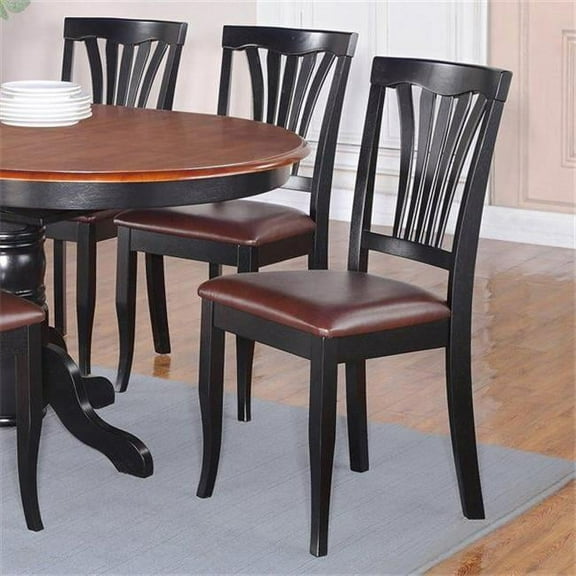 AVON11-LC-BL&CH Avon Chair With Faux Leather Seat - Black Finish - Pack of 2