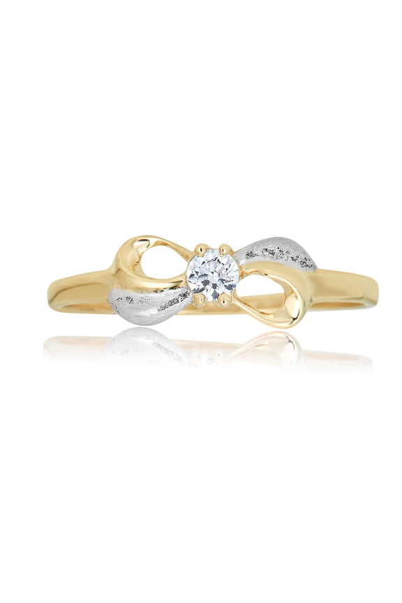 AVORA 10K 2-Tone Gold Simulated Diamond CZ Bow Fashion Ring - Size 7.5