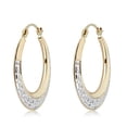 thumbnail image 1 of AVORA 10K Gold Two-Tone Greek Key Hoop Earrings, 1 of 5