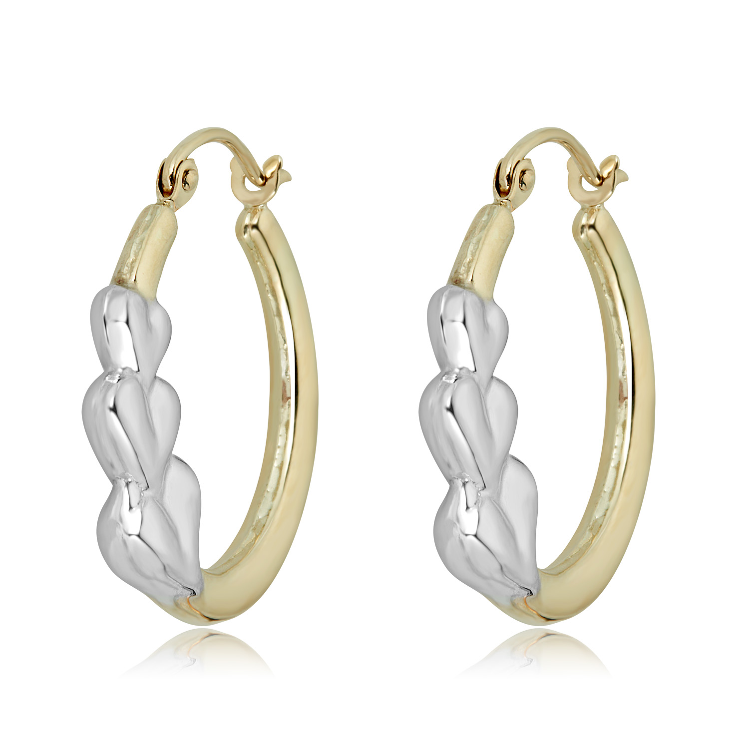 Shiny Two-Tone Hoop Earrings For Women - Gold & Silver Thick Hoop Charm Earrings