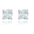 thumbnail image 1 of AVORA 10K White Gold 3mm Princess Cut Simulated Diamond CZ Stud Earrings, 1 of 6