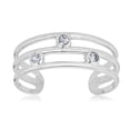 thumbnail image 1 of AVORA 10K White Gold Adjustable Three Row Toe Ring with Simulated Diamond CZ, 1 of 5