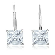 AVORA JEWELRY AVORA 10K White Gold Princess-cut 6mm Simulated Diamond CZ Lever-back Drop Earrings