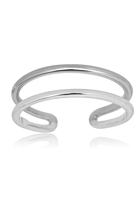 AVORA 10K White Gold Two Row Minimalist Adjustable Toe Ring