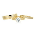 thumbnail image 1 of AVORA 10K Yellow Gold 1.25 Carat Simulated Diamond CZ  Beaded Engagement Wedding Band Trio Ring Set, 1 of 6