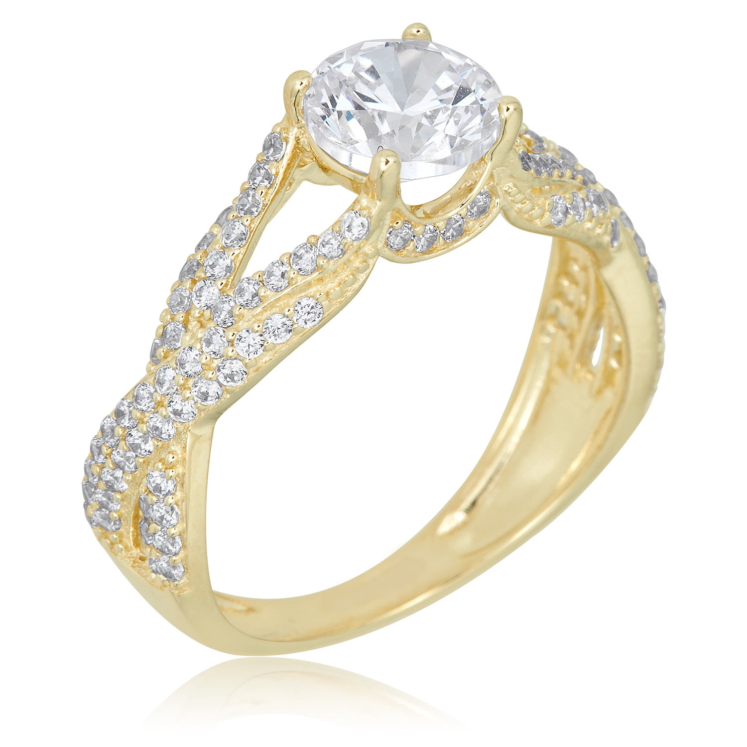 AVORA 10K Yellow Gold 1.25 Carat Simulated Diamond CZ Interlocking ...
