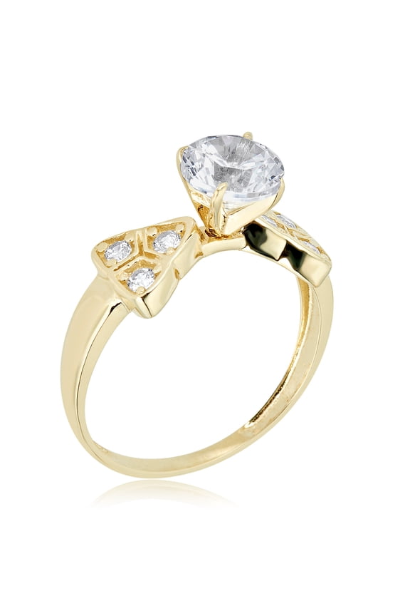 AVORA 10K Yellow Gold 1.25 Carat Simulated Diamond CZ Triangular Engagement Wedding Anniversary Ring - Size 7.5