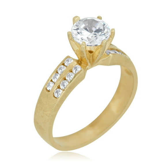 AVORA 10K Yellow Gold 1 Carat Simulated Diamond CZ Anniversary Bridal Engagement Wedding Band Ring - Size 7