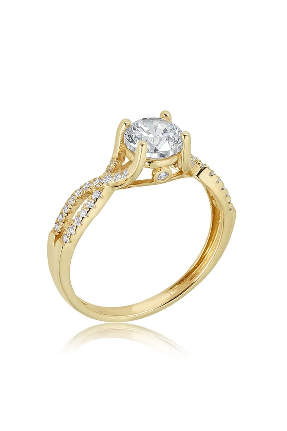 AVORA 10K Yellow Gold 1 Carat Simulated Diamond CZ Vintage Infinity Engagement Wedding Anniversary Ring - Size 7.5