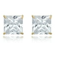 thumbnail image 1 of AVORA 10K Yellow Gold 10mm Princess Cut Simulated Diamond CZ Stud Earrings, 1 of 6