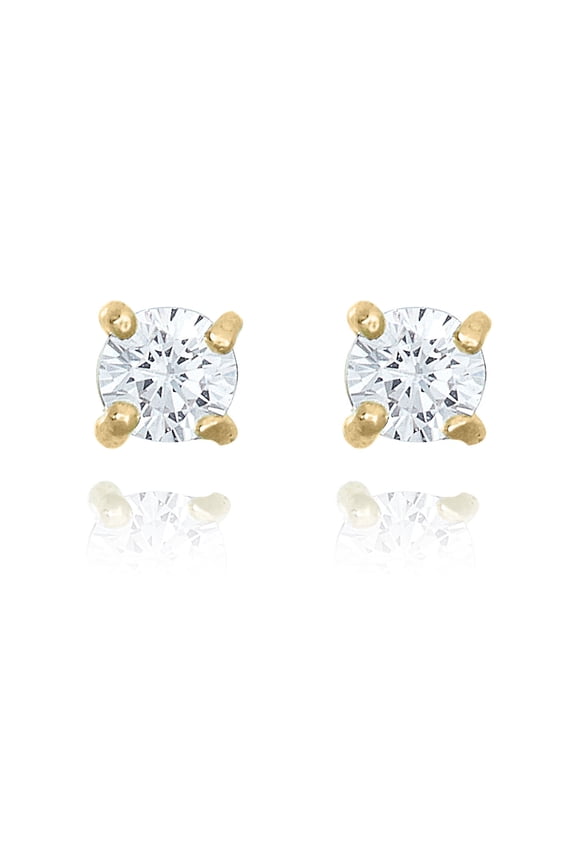 AVORA 10K Yellow Gold 2mm Round Simulated Diamond CZ Stud Earrings