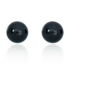 AVORA JEWELRY AVORA 10K Yellow Gold 4mm Genuine Onyx Ball Stud Earrings