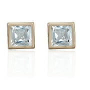 AVORA JEWELRY AVORA 10K Yellow Gold 5mm Bezel-set Square-shaped Simulated Diamond Cubic Zirconia (CZ) Stud Earrings