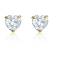 thumbnail image 1 of AVORA 10K Yellow Gold 5mm Heart-shaped Simulated Diamond Cubic Zirconia (CZ) Stud Earrings, 1 of 5
