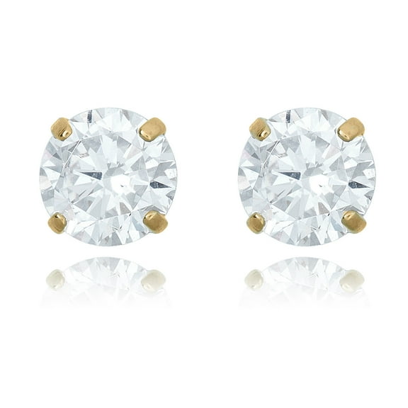 AVORA 10K Yellow Gold 5mm Round Simulated Diamond CZ Stud Earrings