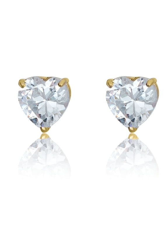 AVORA 10K Yellow Gold 6mm Heart-shaped Simulated Diamond Cubic Zirconia (CZ) Stud Earrings