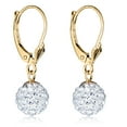 thumbnail image 1 of AVORA 10K Yellow Gold 8mm  Crystal Dangle Ball Lever-back Drop Earrings, 1 of 5