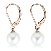 AVORA JEWELRY AVORA 10K Yellow Gold 8mm Pearl Lever-back Drop Earrings