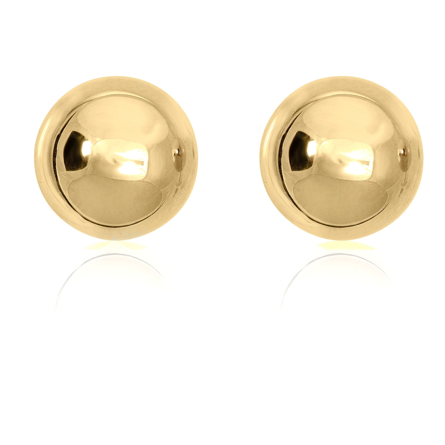 AVORA 10K Yellow Gold 9mm Polished Ball Stud Earrings