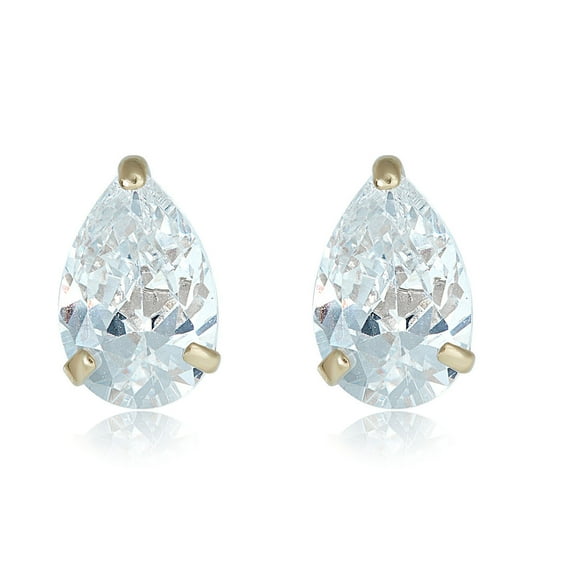 AVORA 10K Yellow Gold 9x6mm pear-shaped Simulated Diamond Cubic Zirconia (CZ) Stud Earrings