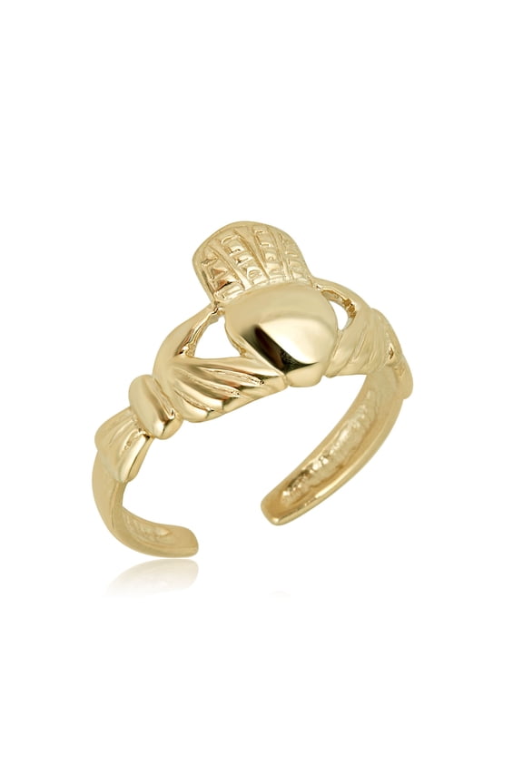 AVORA 10K Yellow Gold Adjustable Irish Claddagh Toe Ring