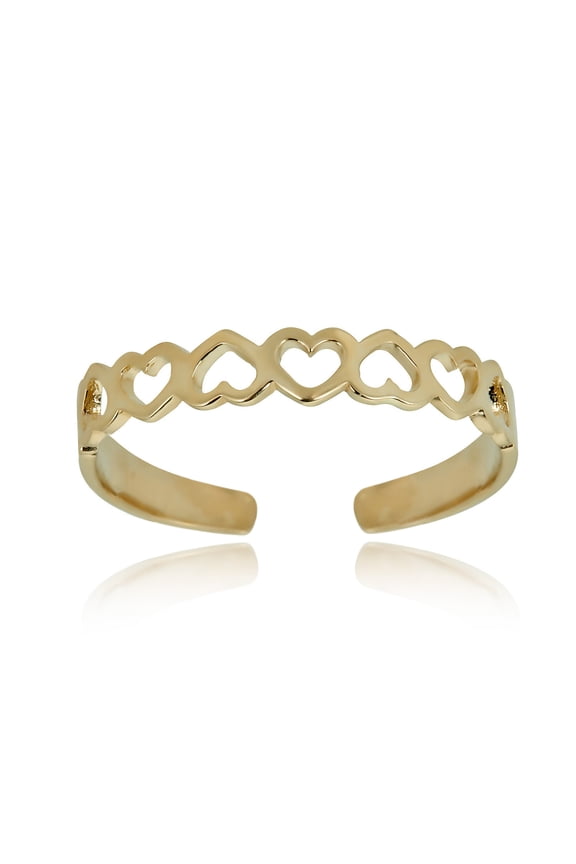 AVORA 10K Yellow Gold Adjustable Open Heart Toe Ring