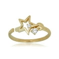 thumbnail image 1 of AVORA 10K Yellow Gold Adjustable Star Toe Ring with Simulated Diamond CZ, 1 of 5