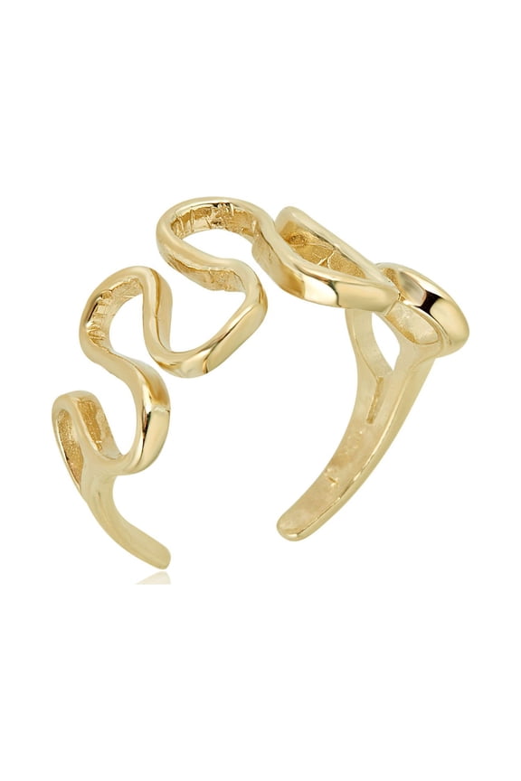 AVORA 10K Yellow Gold Adjustable Wavy Wave Toe Ring