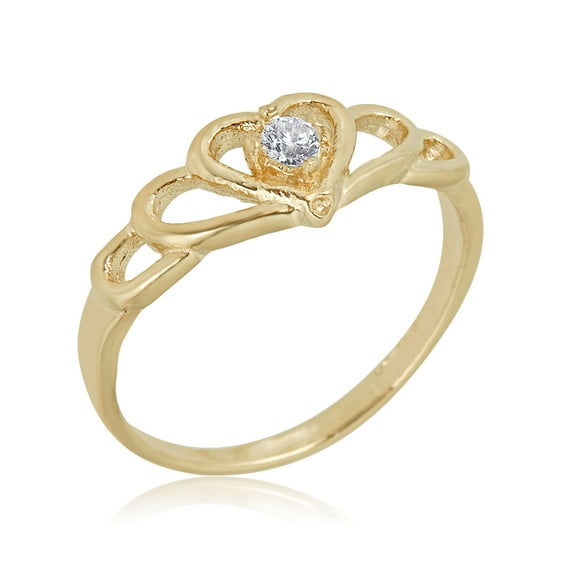 AVORA 10K Yellow Gold April Birthstone- White Sapphire Ring, Size 4 - Size 4