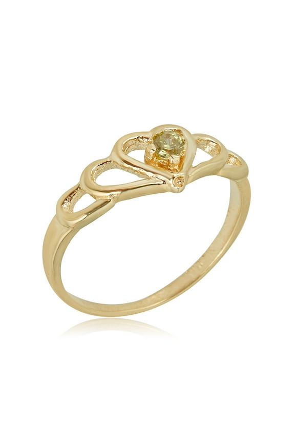 AVORA 10K Yellow Gold August Birthstone-Genuine Peridot Ring, Size 2  - Size 2