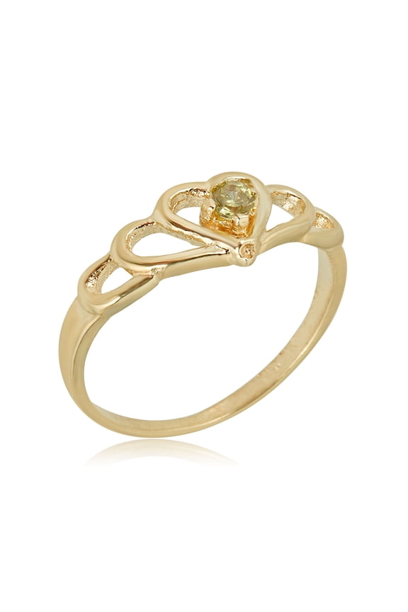 AVORA 10K Yellow Gold August Birthstone-Genuine Peridot Ring, Size 6 - Size 6