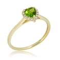 thumbnail image 1 of AVORA 10K Yellow Gold August Birthstone- Genuine Peridot with Simulated Diamond CZ Heart Halo Fashion Ring  - Size 7, 1 of 6