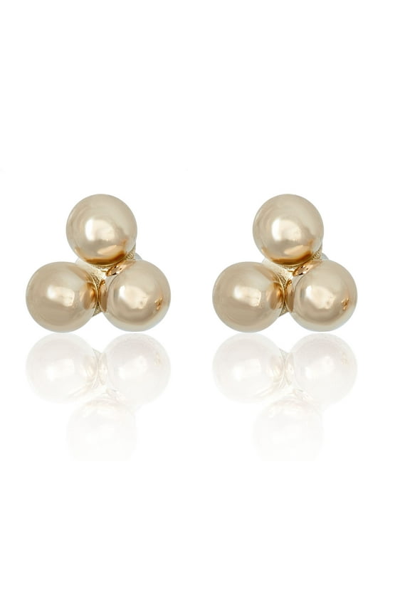 AVORA 10K Yellow Gold Ball Trio Stud Earrings