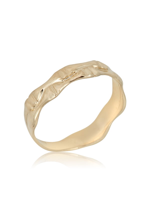 AVORA 10K Yellow Gold Bamboo Textured Ring, Size 3 - Size 3