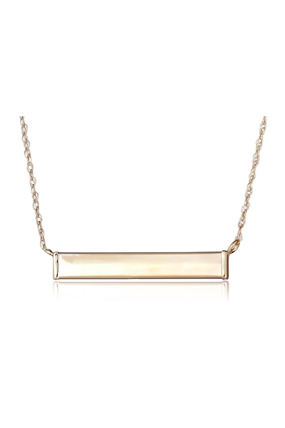 AVORA 10K Yellow Gold Bar Pendant Necklace with 17" Chain